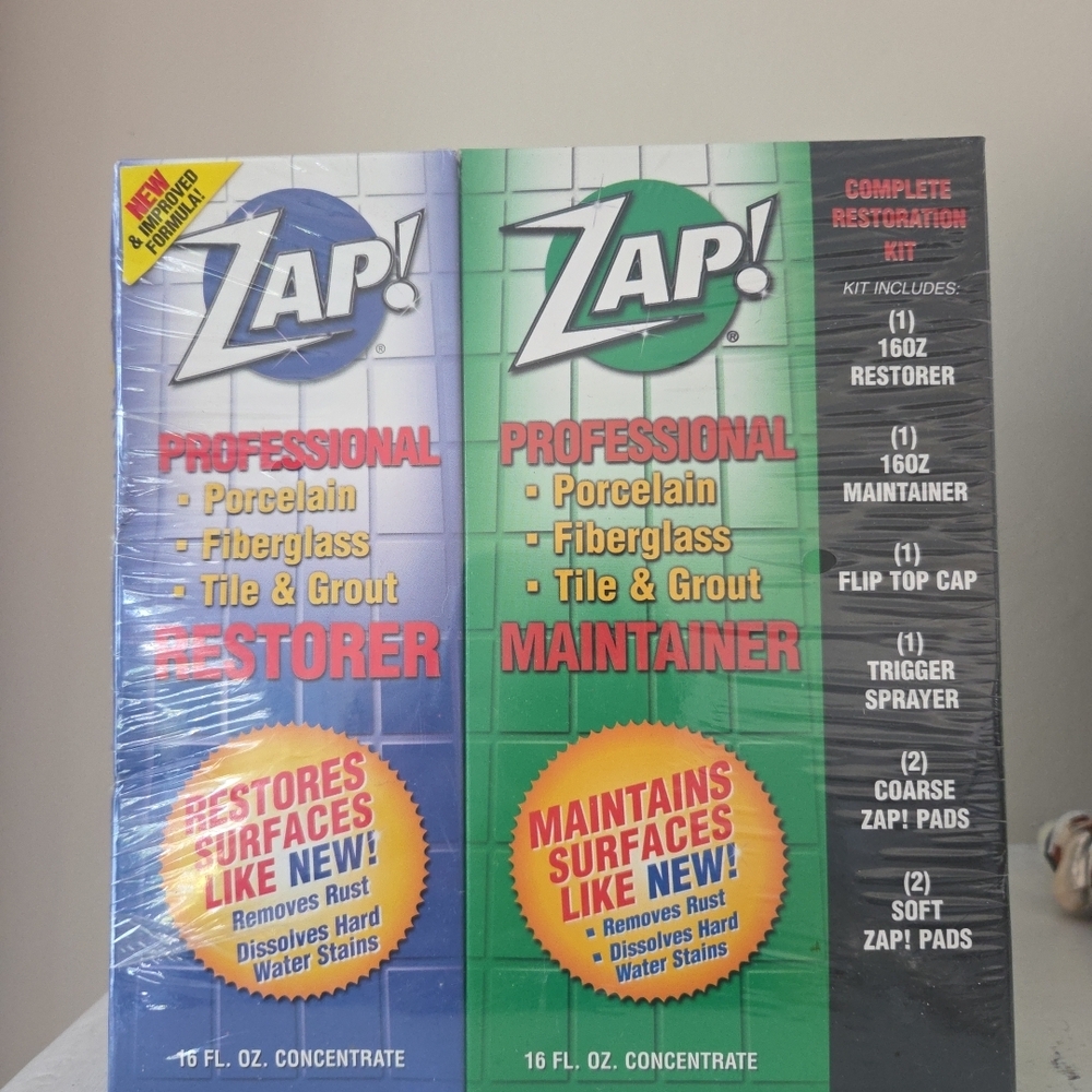 ZAP! Professional Grout Restorer & Maintainer Concentrate 2-16oz bottles NEW